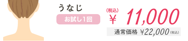 うなじ お試し1回 ¥11,000（税込） 通常価格¥22,000